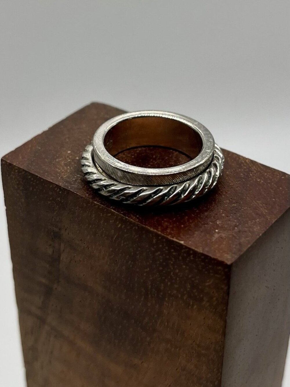 Vintage 18K HGE Spinner Ring Rope Band Meditation Ring Gold Electroplate